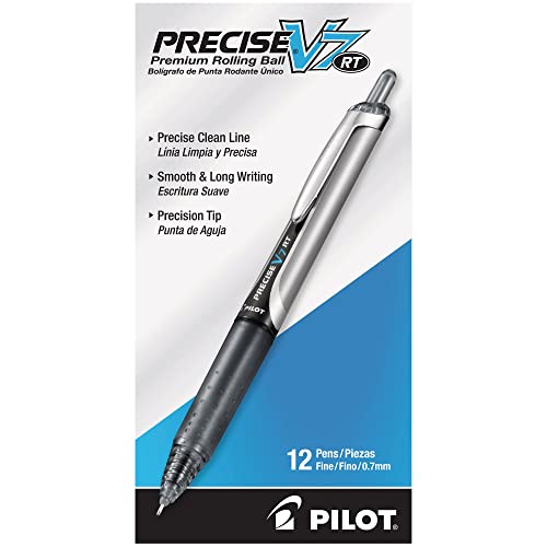 Pilot Precise V7Rt Retractable Rollerball Pen, Needle Point, Black Ink, 0.7Mm, Fine Point, Each #TOP24