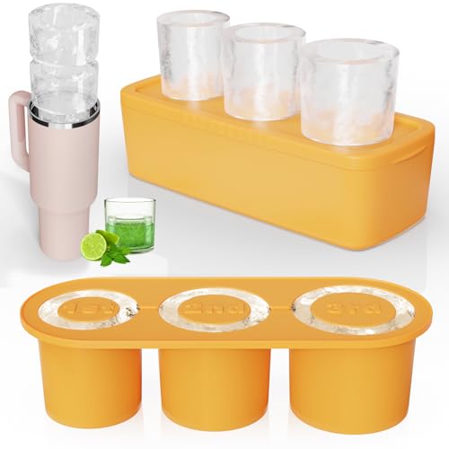 Stanley Ice Cube Mold - 3 Pcs Silicone Hollow Cylinder Ice Cube Tray with Lid and Bin, Ice Maker for 40 Oz Tumbler Cups -  Airboat