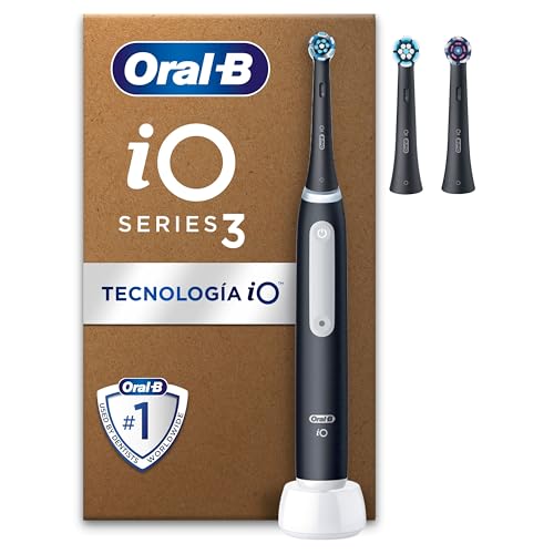 Oral-B iO 3 Cepillo de Dientes Eléctrico Negro, con 3 Cabezales, Diseñado por Braun