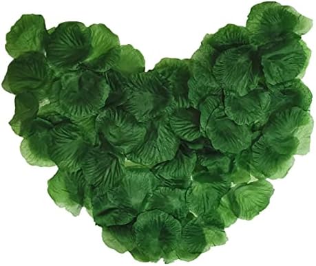RuiChy 1000pcs Artificial Silk Rose Petals for Wedding Flowers Home Party Romantic Night Anniversary Valentine's Day, Dark Green