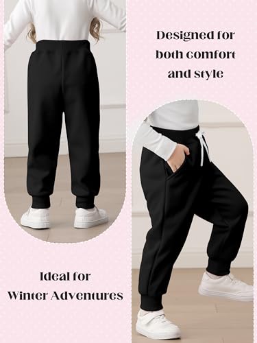 Image of Resinta 3 Pack Toddler Girls' Fleece Pants Baby Casual Pull On Active Sweatpants Warm Joggers with Pockets Drawstring