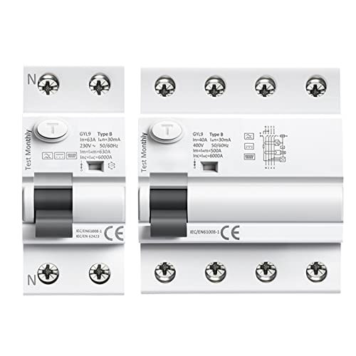 Interrupteur différentiel RCD Type B 4P 63A 30mA pour courant de fuite CC