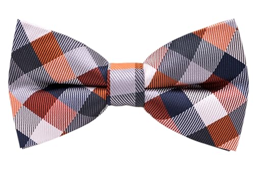Carahere Boys Handmade Pre-Tied Bow Ties Novel Fun Pattern Bow Ties For Kids Orange Grey Navy Blue