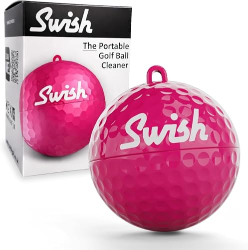 Swish Portable Golf Ball Cleaner - Compact Golf Ball Cleaning Kit - Pink