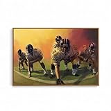 Competitive Sports Serie Vintage Toile Peinture Imprimer Affiche Football Américain Match Scène Image pour La Maison Mur Art Décor 80x123cm(31x48in)x2 Pas de cadre