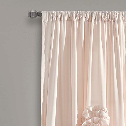 Lush Decor Serena Window Curtain Panel Ruffled Floral Vintage Chic Farmhouse Style Living, Dining Room, Bedroom Décor (Single Panel), 54"W X 84"L, Blush #TOP2