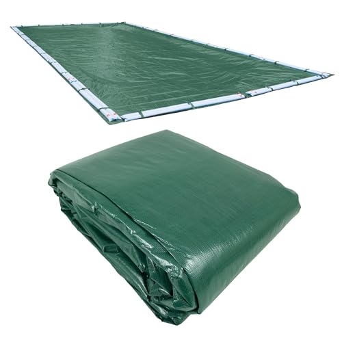 Robelle 12 x 24 ft Professional Green Winter Pool Cover for Inground Pools, 5 ft Overlap (17 x 29 ft Cover Size), Solid 12 x 12 Scrim, 3.7 oz/yd2, 15-Year Warranty, Style: 371224RA