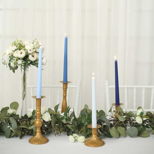 Efavormart 12 Pack 10" Mixed Blue Unscented Taper Candles, Curated Color Palette Wax with Cotton Wick for Modern Tablescapes and Events