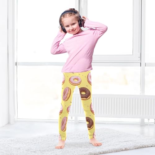 Doughnut Girls Leggings,Workout Leggings for Girls Toddler Athletic Legging Size for 3-10T4