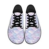 Vuriqeby Ladies Wide Toe Shoes Colorful Fish Scales Lightweight Barefoot Shoe Breathable Fashion Low Top Workout Shoes for Outdoor US 12.5 Black Sole