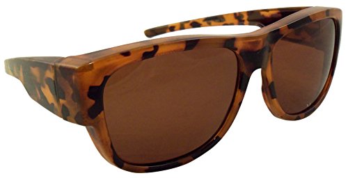 Womens Fit Over Sunglasses in Tortoise Colors by Ideal Eyewear - Wear Over Prescription Glasses - Polarized Lenses - Over Eyeglasses - Case Included (Light Brown Tortoise / Brown Lens)