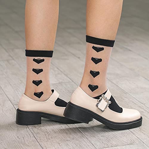 Image of Formery 3 Pairs Transparent Lace Mesh Socks Cute Ultrathin Sheer Ankle Socks Crystal Glass See Through Short Silk Stockings for Women and Girls