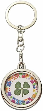 Lucky Real Four Leaf Clover Flowers Good Luck Keyring Certificate