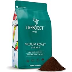 Lifeboost Coffee Ground Medium Roast Coffee - Low Acid Single Origin USDA Organic Coffee - Non-GMO Ground Coffee Third Party Tested For Mycotoxins & Pesticides - 12 Ounces