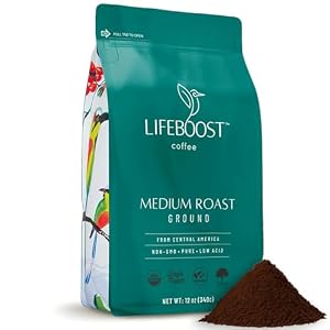 Lifeboost Medium Roast Low Acid Ground Coffee, Certified Org...