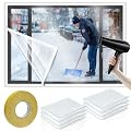 Chivertion 6 Pcs Shrink Window Insulation Kit 47 x 63 Inch Plastic Clear Window Winterizing Insulation Kit with Double Side Tape Thermal Waterproof Attic Cover Warm Winter for Winter Windows