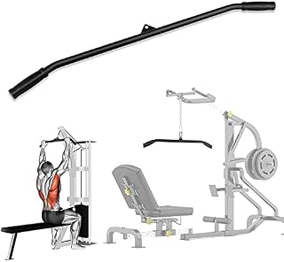 Lat Pull Down Bar, 39 Inch Lat Pull Down Attachment, Lat Bar Cable Machine Attachment for Knurled Textured Non Slip Hand Grips and Revolving Hanger
