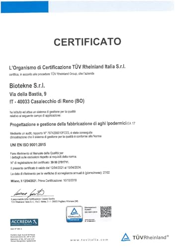 Biotekne - Sklerotherapie-Nadel Filler 32G 0,23x12mm, Meso-relle Hypodermie zum einmaligen Gebrauch, scharf, Packung mit 100 Stück, rosa, 23684