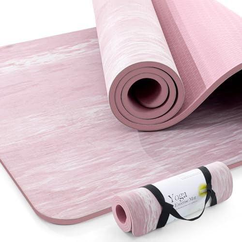 UMINEUX Extra Thick Yoga Mat, 2/5 Inch (10MM), Natural Rubber and...