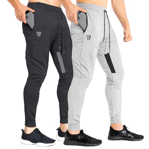 Image of ZENWILL Mens Tapered Workout Running Pants, Jogger Training Sweatpants Slim Fit with Zip Pockets