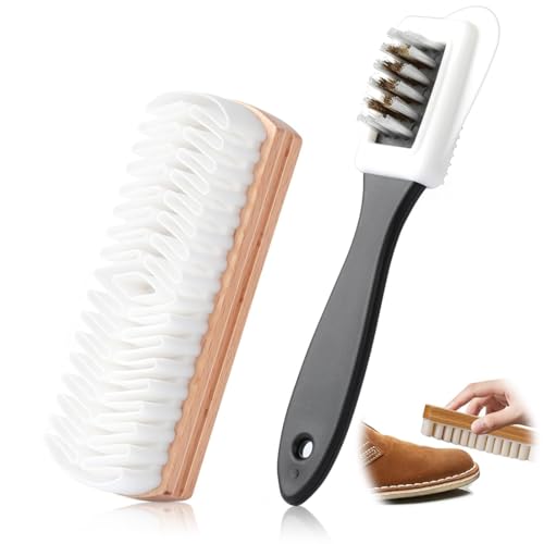 AEIOPRS 2 Pcs Cepillo para Zapatos de Ante y Nubuck Limpieza de Nobuck Piel y Gamuza con Borrador y Paño