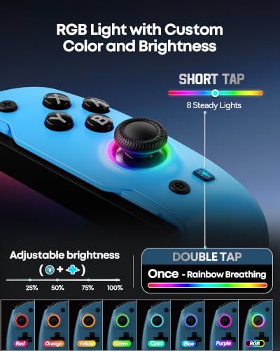 Image of OIVO VGA DESIGN Switch Controller Handheld for 1 /2 /OLED, Ergonomic Grip Stretch Joypad for SW Console, Wireless Controller with TMR Joysticks, RGB Lighting, Turbo, 4 Macros & Card Slot
