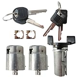 Ignition Key Switch Cylinder Set #701400#700843 Car Door Lock Cylinder Kit Fit for G M C C3500 Sierra SLX Crew Cab Pickup 4-Door 7.4L 454Cu. in. V8 Gas OHV Naturally Aspirated 1993, New Version