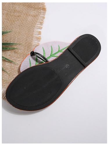 Women's Boho Leaf Appliques Thong Sandals Open Toe Outdoor Flip Flops Casual Slippers4