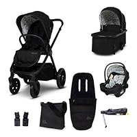 COSATTO Giggle 4 - Travel System Bundle, Birth to 25kg, Pram, Pushchair, Carrycot & Tote i-Size Group 0+ Infant Carrier Car Seat & Base, Footmuff, Changing Bag. Compact & Easy Fold, Free Raincover