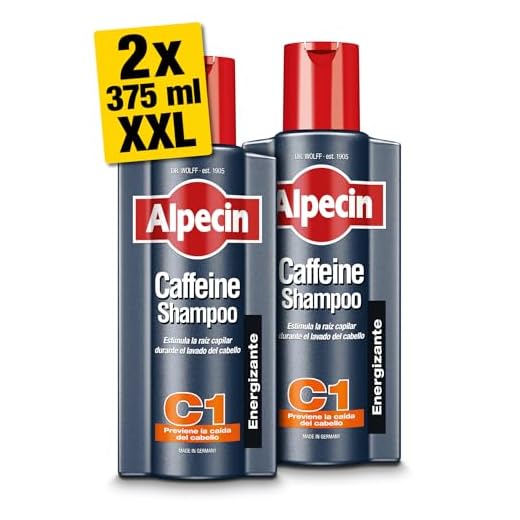 Alpecin Caffeine Shampoo C1 2x 375ml | Champu anticaida hombre y con cafeina | Tratamiento para la caida del cabello | Alpecin Shampoo Anti Hair Loss Treatment Men