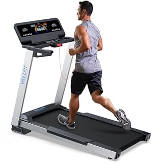 WELLFIT Home Treadmill, 2 Level Incline Heavyduty Treadmill with Pulse Sensor, 4.0 HP, 10 MPH, 450 lbs Capacity, 20'' x 45'' Running Area Treadmills with Bluetooth Player & LED Display