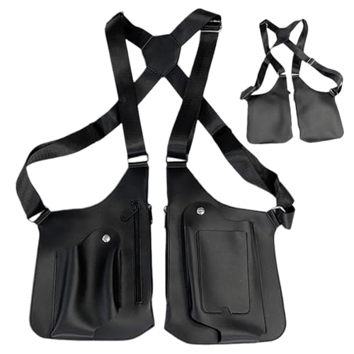 Bolso de hombro para hombre multibolsillos en piel sintética resistente