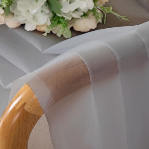 Image of OVZME Light Grey Sheer Curtains 90 Inches Long 2 Panels - Soft Light Filtering Window Sheer Panels for Living Room /Bedroom, Top Dual Rod Pocket, 1 Pair, Each 42Wx90L Inches