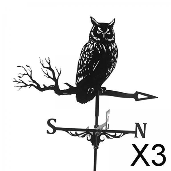 CALANDIS™ 3xRetro Iron Black Owl Weathervane Fence Mount Weather Vane Barn Ornament | Weathervanes | Garden D?©cor | Yard, Garden & Outdoor Living-image-12