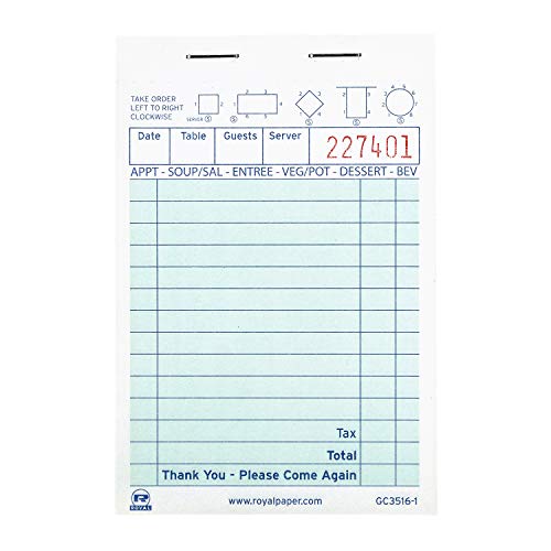 Carnet d’addition restauration 14 lignes sans copie carbone Royal en papier net