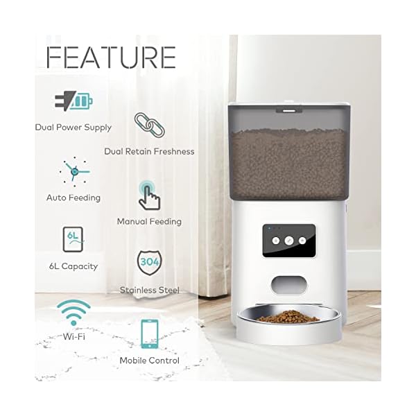 Automatic Cat Feeder, Arespark 6L APP Enabled Wi-Fi Cat Food Dispenser, Automatic Dog Feeder with Manual & Timer Feeding/Voice Recorder Automatic Cat Feeder, Arespark 6L APP Enabled Wi-Fi Cat Food Dispenser, Automatic Dog Feeder with Manual & Timer Feeding/Voice Recorder