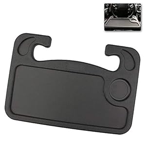 Ygapuzi Car Steering Wheel Desk Hook on Steering Wheel Tray, Portable Food Table Laptop and Writing Desk for Drivers, Commuters, Truckers, Fits for Most Vehicles (Black)