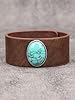 GelConnie Brown Wide Leather Cuff Bracelets Boho Turquoise Stone Wide Cuffs Wristband Punk Cuff Leather Bracelet Men Women #2