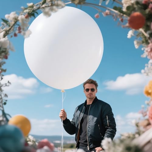 Image of White Balloons 9pcs 36 Inch Extra Large Big Jumbo Giant Matte White Latex Helium Balloons for Wedding Bridal Graduation Engagement Baby Shower Birthday Party Decorations