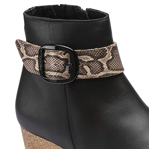 Birkenstock ELLI Women's Big Buckle, Leather, Zip Up Ankle Boots, Black Snake, Narrow Fit3
