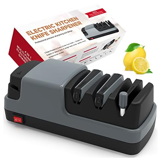 Electric Knife Sharpener- 4 in 1 Electric Knife Sharpeners for Straight Blade Knives, Serrated Knives, Ceramic Knives and Scissors