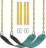 PACEARTH 2 Pack Swings Seats Holds 660lbs with 68.9 inch Anti-Rust Chains Plastic Coated 23.6 inch Tree Hanging Straps and Locking Buckles Playground Swing Set Accessories Replacement - Green