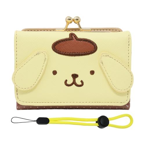 Honbay Fashion Cute Cartoon Wallet Small Wallet Women Ladies Short Wallet PU Leather Tri-fold Wallet Money Bag Coin Cash Cards Pouch Kiss Lock Change Purse Clutch Purse (Yellow)
