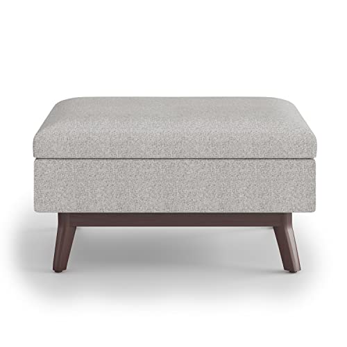 Simplihome AXCOT267S-CLG Owen 34 Inch Wide Mid Century Modern Rectangle Coffee Table Lift Top Storage Ottoman In Upholstered Cloud Grey Polyester Fabric thumb #4