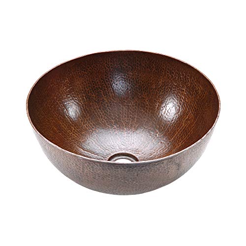 Premier Copper Products Vr15Bdb 15-Inch Round Vessel Hammered Copper Sink, Oil Rubbed Bronze #TOP8