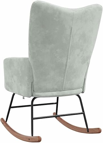 Miniatura 5 de vidaXL Mecedora en terciopelo gris claro - Sillón elegante y cómodo con rieles mecedoras largos para una seguridad óptima - Marco y patas de acero