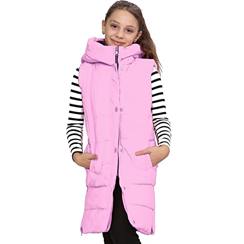 Gilet rembourré rose filles veste sans manches mode doudoune à capuchon A2Z 4 Kids