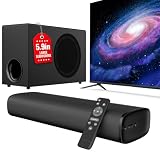 vibeadio Upgraded 110W Sound Bar for TV with 5.9' Powerful Subwoofer, 2.1 CH Surround Sound System, Bluetooth 5.4, ARC/Optical/AUX, Deep Bass Home Theater Audio (Black)