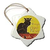 Material: Ceramic Ornament Xmas Keepsake Ornamenttournee Du Chat Noir De Rodolphe Salis Vector Snowflake Decorative Hanging Ornament, Porcelain, 3-Inch