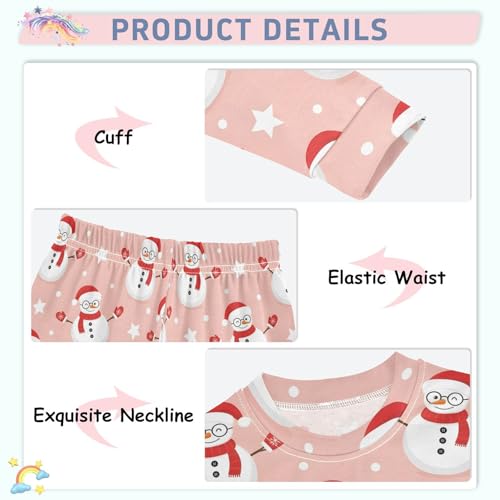 Pajama Sets Long Sleeve Snowman Pattern with Red Hearts Soft Comfy Sleepwear 2 Piece PJS 3-8T4